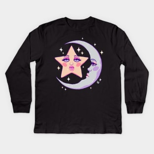 Miss Moon and Stars Kids Long Sleeve T-Shirt